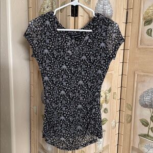 Floral Black and White Sheer Top